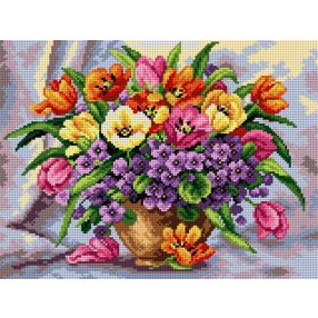 2524J Váza tavaszi virágokkal 30x40cm