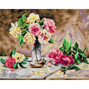 2602M Emile Vernon-Rózsaszín és sárga rózsák 40x50cm