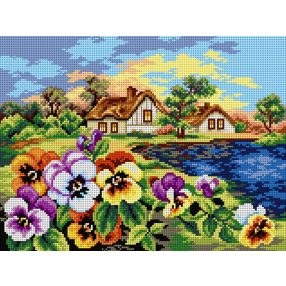 2662J Tájkép árvácskákkal 30x40cm