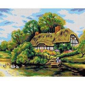   2704M Arthur Claude Strachan-Házkó a folyó mellett 40x50cm