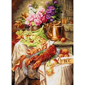   2707R Modeste Carlier-Homár, gyümölcsök és virágok 50x67,5cm