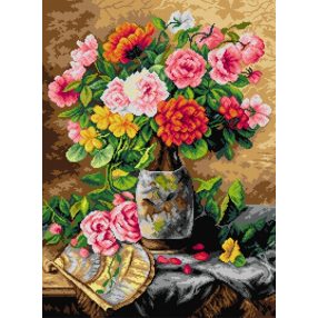 2725R Pierre Garnier-Virágok és legyező 50x67,5cm