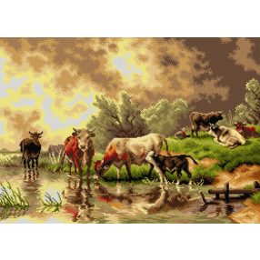   2799R Friedrich Johann V.-Jószágok a sötétedő ég alatt 50x70 cm