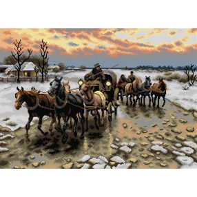   2807R Alfred Wierusz-Kowalski-Hazatérés naplementekor 50x70cm