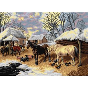 2866R John Frederick Herring - Tanyaudvar télen 50x70cm