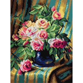 2899J Frans Mortelmans-Rózsaszín rózsák 30x40cm