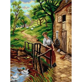 2901J Ernst Walbourn-Fiatal hölgy a tó mellett 30x40cm