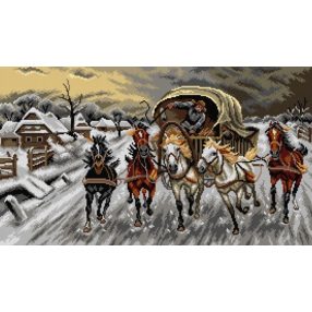   2920R Adolf Constantin B.-Orosz karaván a hóesésben 40x70 cm