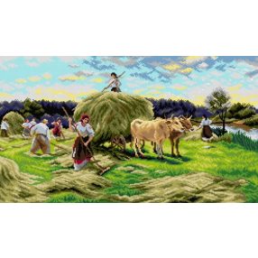 2927R Mykola Pymonenko - Széna begyűjtés 40x70cm