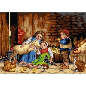 2933R Gyerekek báránnyal 50x70cm