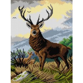 2944J Carl Friedrich Deiker - Szarvas 30x40cm