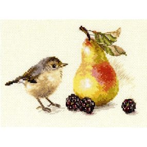 5-23 Bird and a Pear 17x11 cm