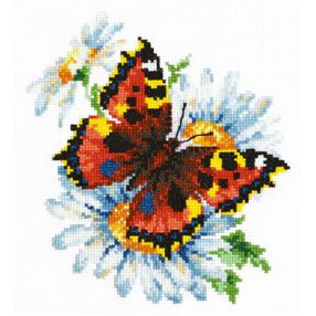 ci-042-011 Butterfly and daisies 17x18 cm