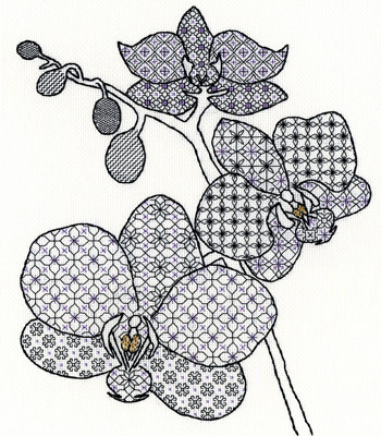 XBW02 Blackwork - Orchidea 27x33 cm