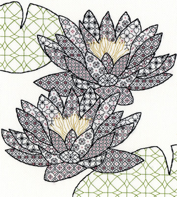 XBW03 Blackwork - Vízililiom 27x30 cm