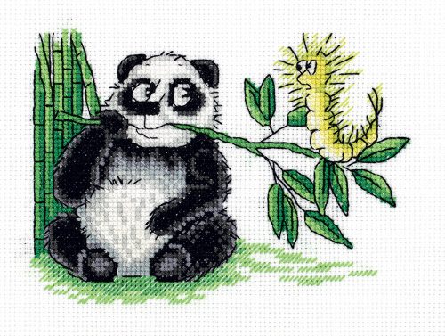 pan-08-0277 Panda és hernyó 16x12,5 cm