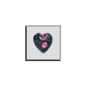 mh-12079 Glass Treasures Small Black Heart Pink Rosebud