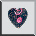 mh-12079 Glass Treasures Small Black Heart Pink Rosebud