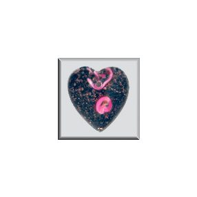mh-12080 Glass Treasures Large Black Heart PinkRosebud