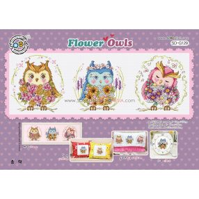 so-g129 Flower Owls - Soda Stitch