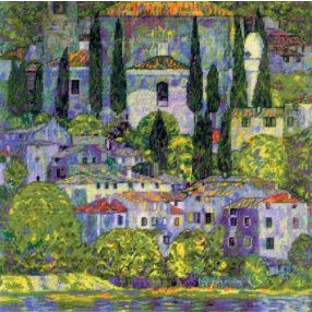 2338 Tájkép ciprusfákkal G. Klimt 40x40 cm