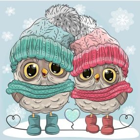 WD2338 Winter Owlets 38x38 cm