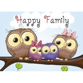WD2319 Owl Family 38x27 cm