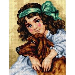 2728J Kislány kutyával 30x40 cm
