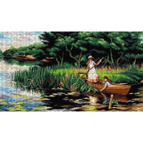 2951R Alfred Glendening - Csónakázás a folyón 40x70 cm