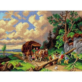 2931J Heinrich Bürkel -  Kidőlt fa 30x40 cm