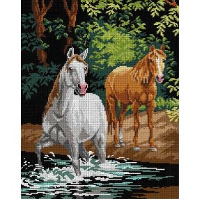 3029M Lovak a folyónál 40x50 cm