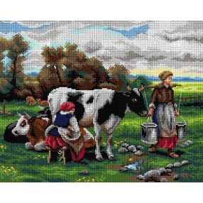 2999M Julien Dupre - Tehénfejők 40x50 cm