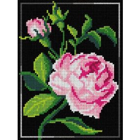 2983F Rózsaszín rózsák feketén 18x24 cm