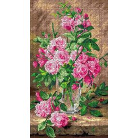2981R Frans Mortelmans - Rózsaszín rózsák 40x70 cm