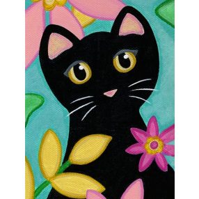 WD2359 Kitty and Flowers 15x20 cm