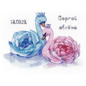 S1226 Wedding Sampler. Swans 22x15 cm