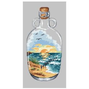 Z10224 Bottle with sunset 20x40 cm
