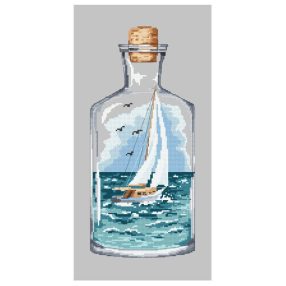 10223 Bottle with a sailboat 25x49 cm