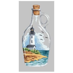 10222 Bottle with a lighthouse 25x49 cm