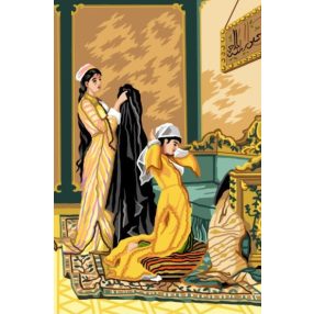 C124Q Osman Hamdi B.-Hölgy ruhákkal 40x60 cm