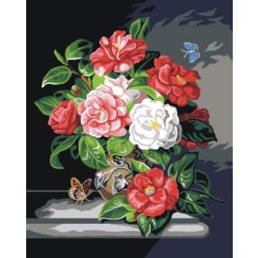 C102M Josef Lauer-Csendélet kaméliákkal 40x50 cm