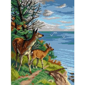 3137J Adolf Heinrich M.-Két szarvas 30x40 cm