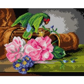 3134H Joseph Schuster-Csendélet papagájjal 24x30  cm