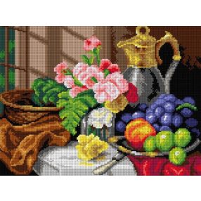 3100J Eloise Harriet S.-Szegfűk üveg vázában 30x40 cm