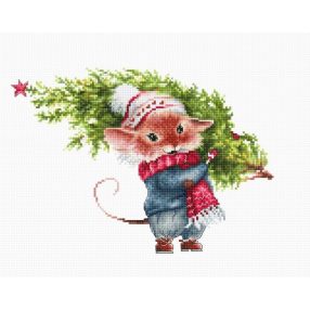 B1169 Egér fenyőfával 22x15 cm