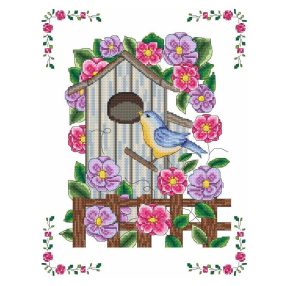 Z4399 Bird house in flowers 25x32 cm