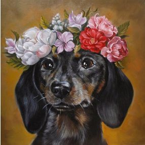 WD2465 Dachshund in Flowers 38x38 cm