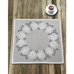 ZU10611 Napkin with white roses 45x45 cm