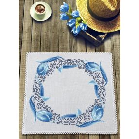 ZU10609 Napkin with blue tulips 45x45 cm
