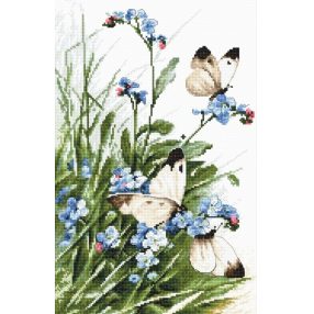 Leti 939 Butterflies and Bluebird Flowers 27x17 cm